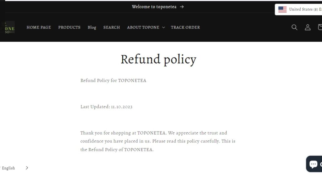Toponetea - similar content on refund policy