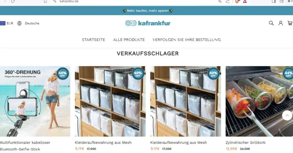 kafrankfur discounts on products.