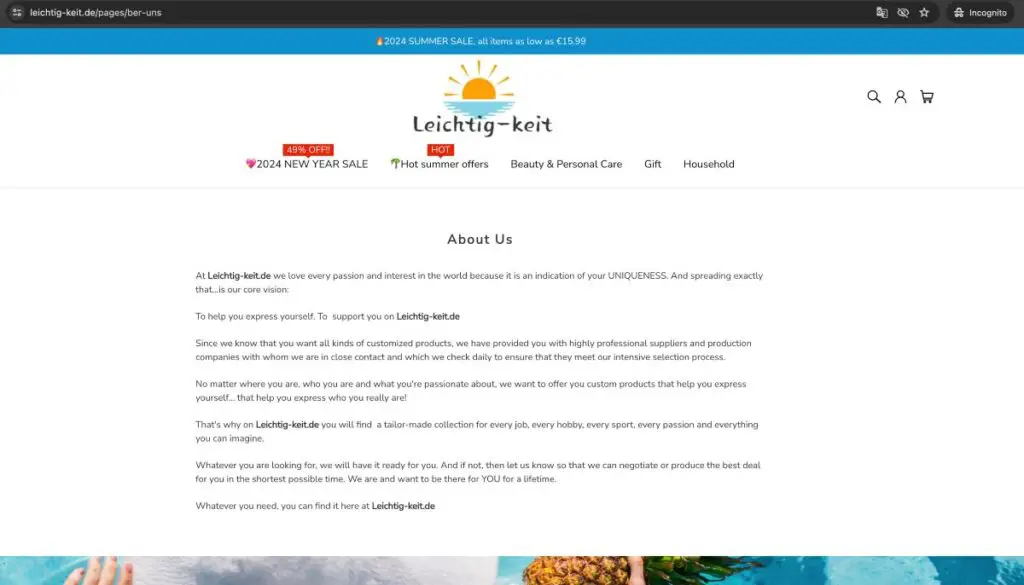 Leichtig-Keit - About Us page.