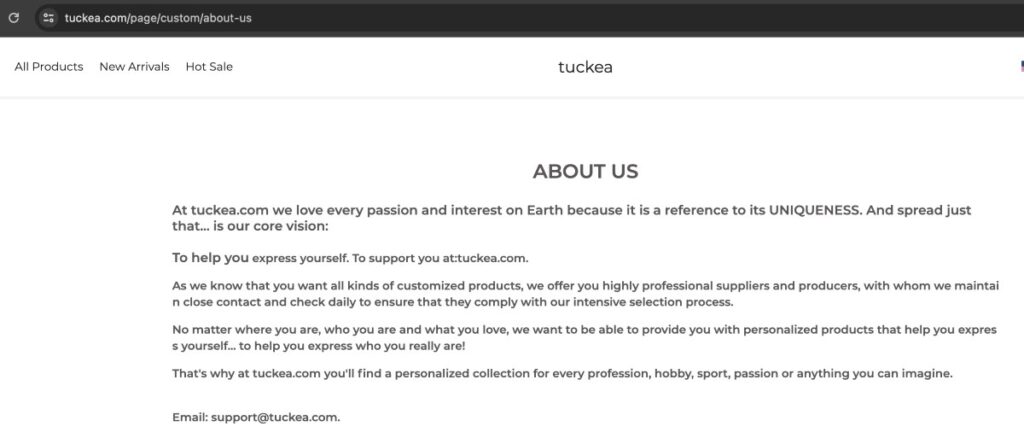 Tuckea - similar content on its about us page.
