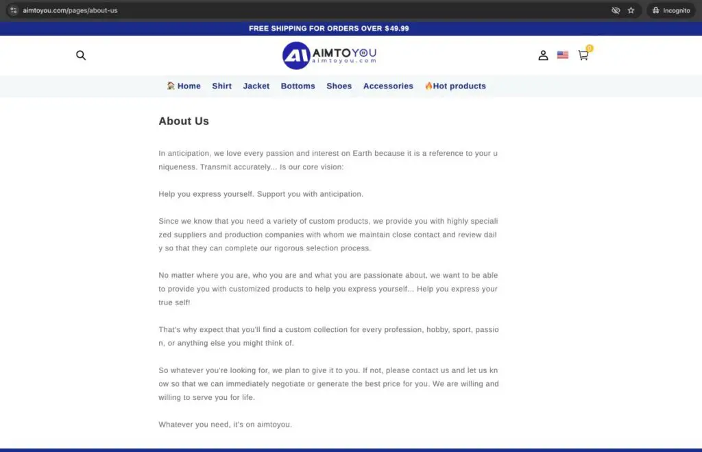 Aimtoyou complaints. Aimtoyou review. Aimtoyou - similar content on its about us page.