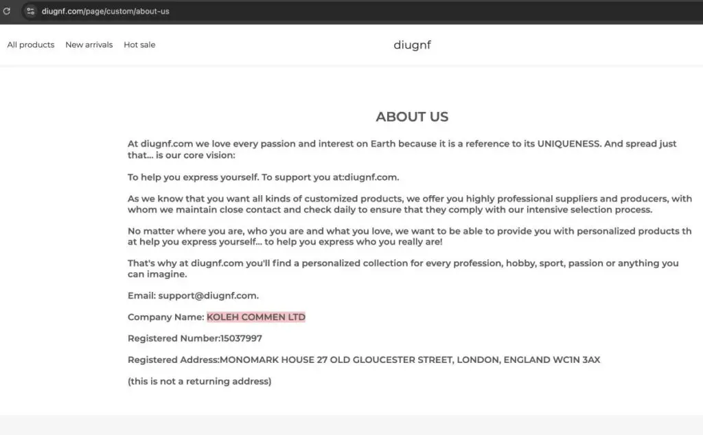 Diugnf complaints. Diugnf review. Diugnf - parent company details on its about us page.