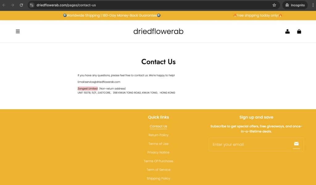 Driedflowerab complaints. Driedflowerab review. Driedflowerab - parent company details.