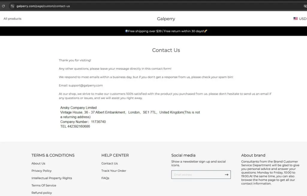 Galperry complaints. Galperry review. Galperry - parent company details.