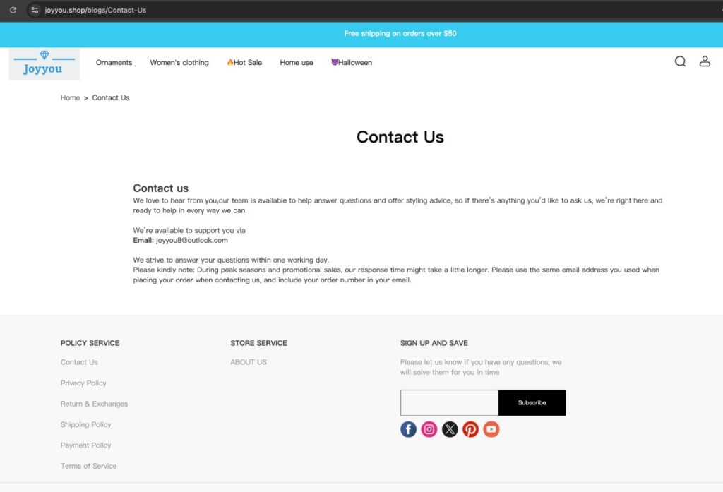 Joyyou Shop complaints. Joyyou Shop review. Joyyou Shop - contact details