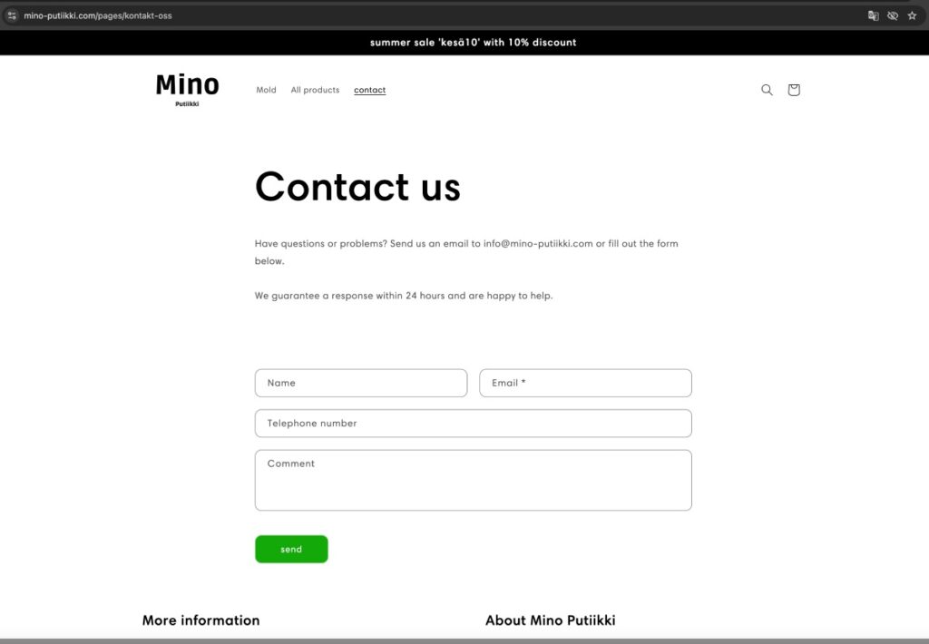 Mino-Putiikki complaints. Mino-Putiikki review. Mino-Putiikki - contact details.