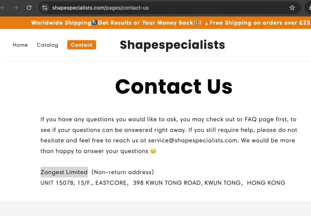 Shapespecialists complaints. Shapespecialists review. Shapespecialists - parent company details.